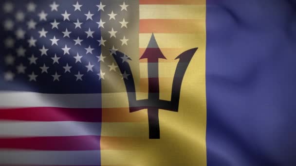 Verenigde Staten Barbados Flag Loop Achtergrond — Stockvideo