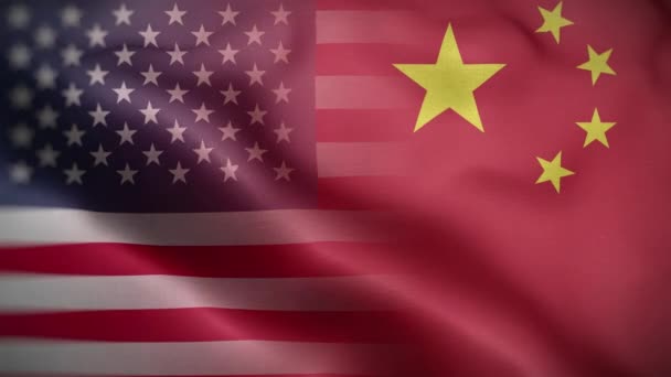 Usa China Flagge Schleife Hintergrund — Stockvideo