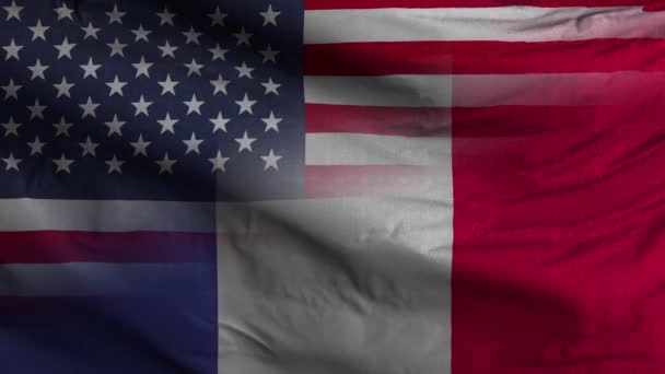 Usa Frankreich Flagge Schleife Hintergrund — Stockvideo