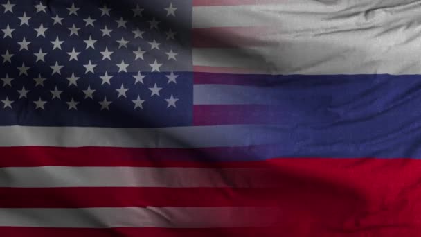 Usa Russland Flagge Schleife Hintergrund — Stockvideo