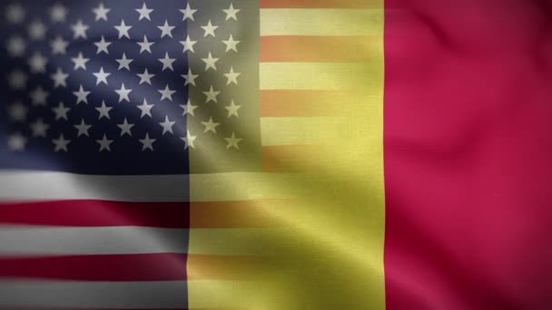 Usa Belgium Flag Loop Background — стокове відео