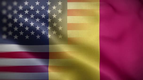 Usa Csád Zászló Hurok Háttér — Stock videók