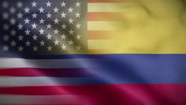 Verenigde Staten Colombia Flag Loop Achtergrond — Stockvideo