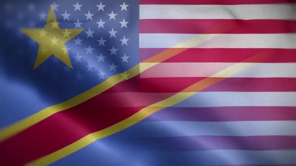 Usa Congo Democratic Republic Flag Loop Background — Stock Video