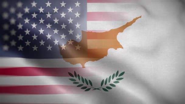 Usa Zypern Flagge Schleife Hintergrund — Stockvideo