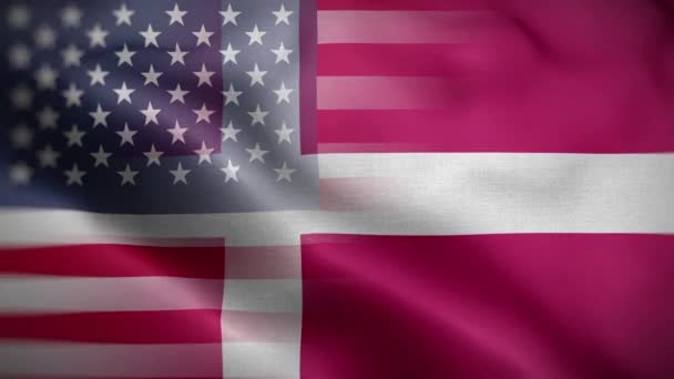 Usa Danmark Flagga Loop Bakgrund — Stockvideo