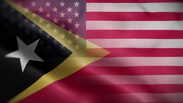 Estados Unidos Timor Oriental Bandera Loop Fondo — Vídeos de Stock