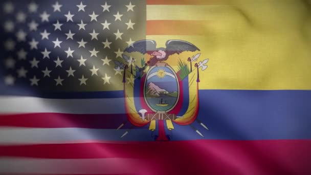 美国厄瓜多尔国旗圈背景4K — 图库视频影像