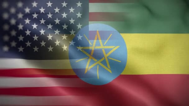 Eua Etiópia Bandeira Loop Fundo — Vídeo de Stock
