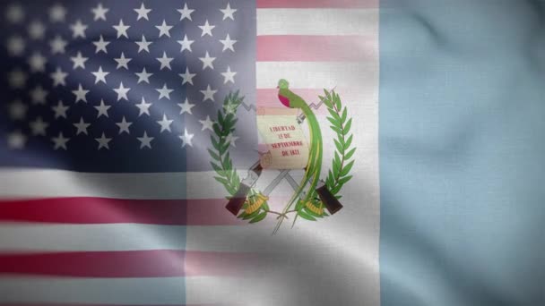 Stany Zjednoczone Gwatemala Flag Loop Tło — Wideo stockowe