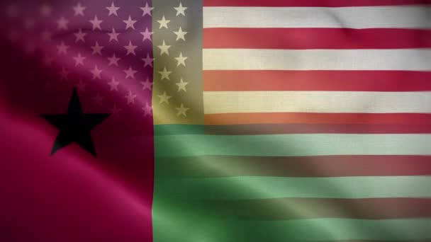 Usa Guinea Bissau Flag Loop Background — Stock Video