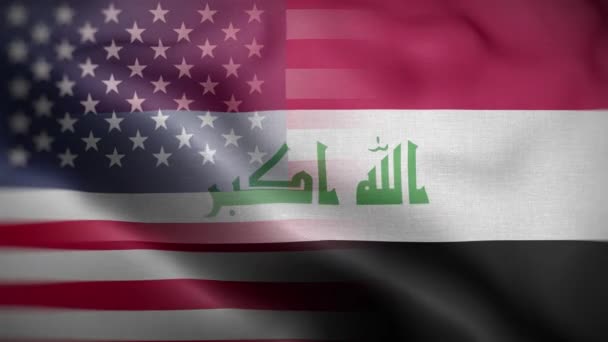 Verenigde Staten Irak Flag Loop Achtergrond — Stockvideo