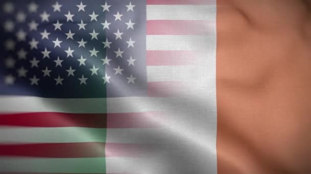 Usa Irland Flagga Loop Bakgrund — Stockvideo
