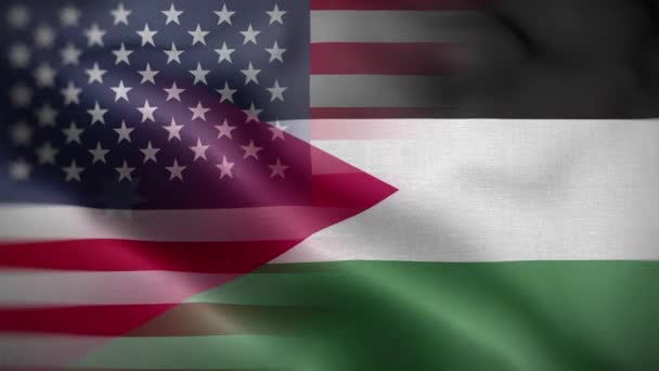 Verenigde Staten Jordanië Flag Loop Achtergrond — Stockvideo