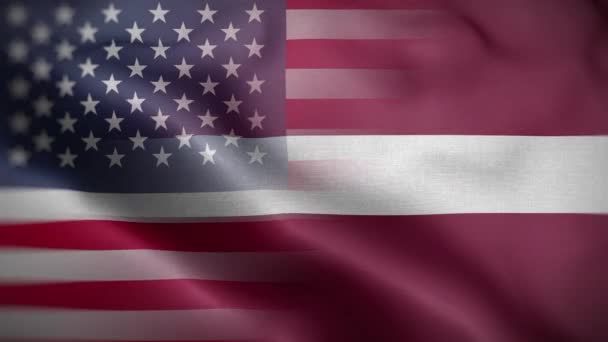 Usa Lettland Flagga Loop Bakgrund — Stockvideo