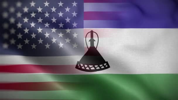 Usa Lesotho Flag Loop Background — Stock Video