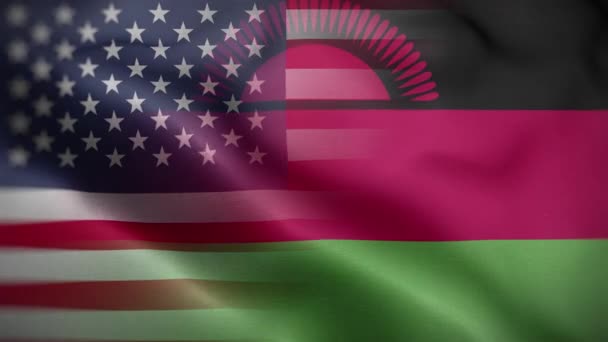 Verenigde Staten Malawi Flag Loop Achtergrond — Stockvideo