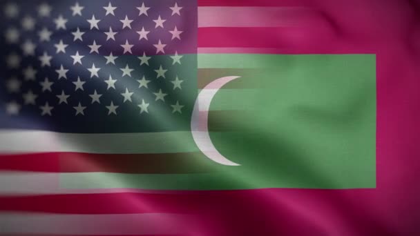 Ηπα Μαλδίβες Σημαία Βρόχο Φόντο — Αρχείο Βίντεο