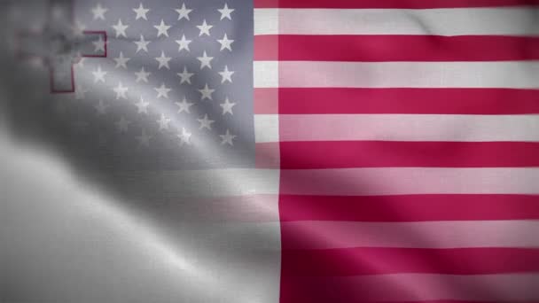 Usa Malta Flagge Schleife Hintergrund — Stockvideo