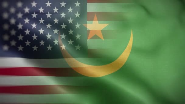 Eua Mauritânia Bandeira Loop Fundo — Vídeo de Stock