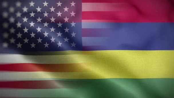Verenigde Staten Mauritius Flag Loop Achtergrond — Stockvideo