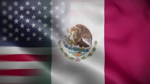 Verenigde Staten Mexico Flag Loop Achtergrond — Stockvideo