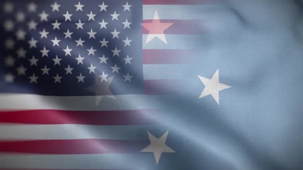 Estados Unidos Micronesia Estados Federados Bandera Loop Antecedentes — Vídeo de stock