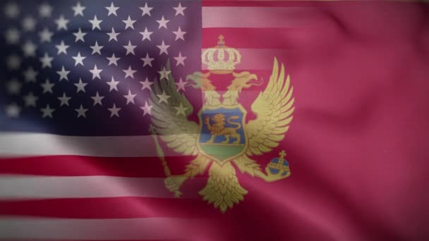 Usa Montenegro Flagga Loop Bakgrund — Stockvideo