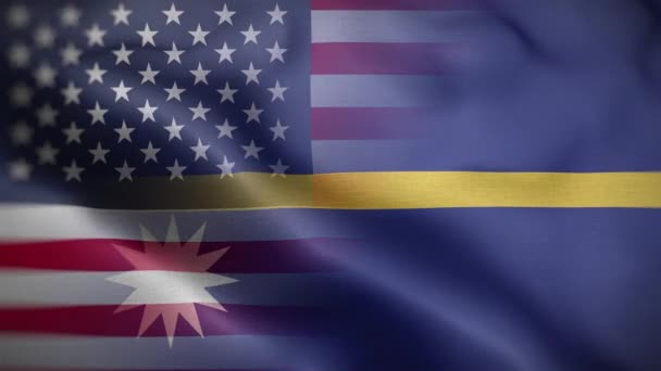 Verenigde Staten Nauru Flag Loop Achtergrond — Stockvideo