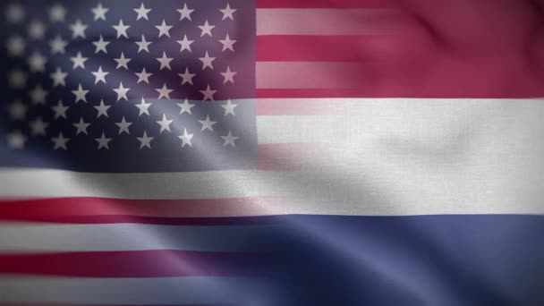 Usa Nederländerna Flagga Loop Bakgrund — Stockvideo