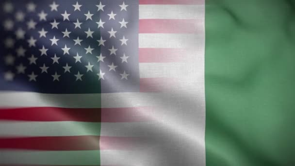 Usa Nigeria Flagg Loop Bakgrund — Stockvideo