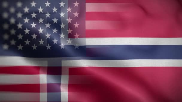 美国挪威国旗圈背景4K — 图库视频影像