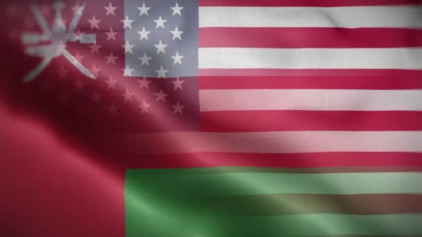 Usa Oman Flag Loop Pozadí — Stock video