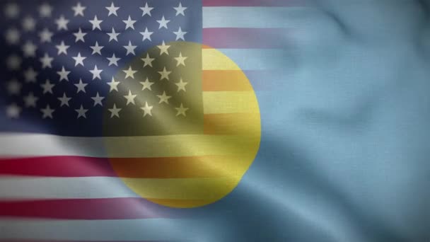 Usa Palau Flag Loop Baggrund – Stock-video