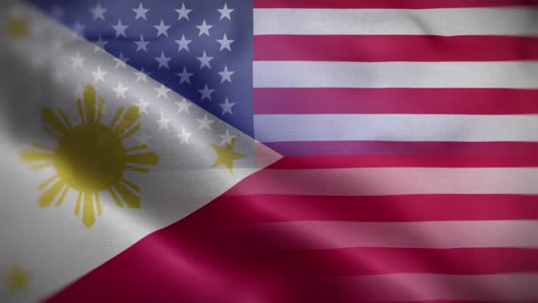 Usa Philippinen Flagge Schleife Hintergrund — Stockvideo