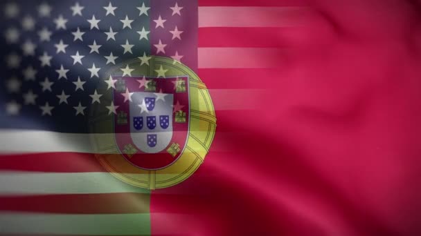 Eua Portugal Bandeira Loop Fundo — Vídeo de Stock