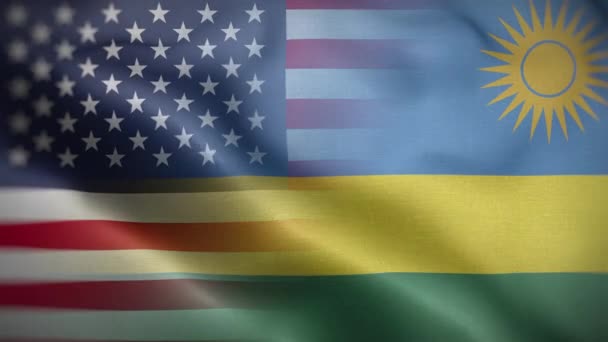 Usa Rwanda Flag Loop Pozadí — Stock video
