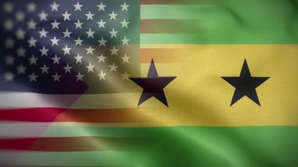 Usa Sao Tome Principe Flag Loop Background — стокове відео
