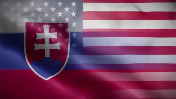 Eua Eslováquia Bandeira Loop Fundo — Vídeo de Stock