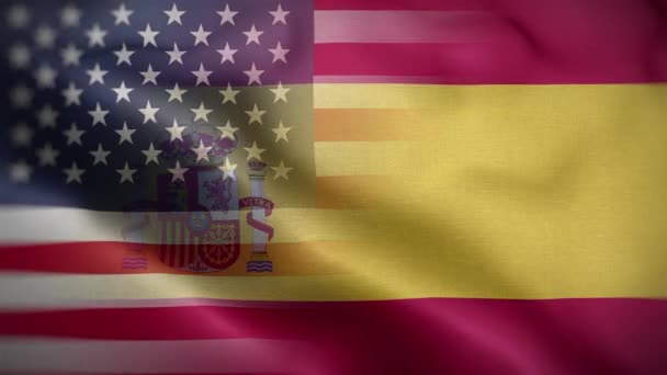 Usa Spanien Flagga Loop Bakgrund — Stockvideo