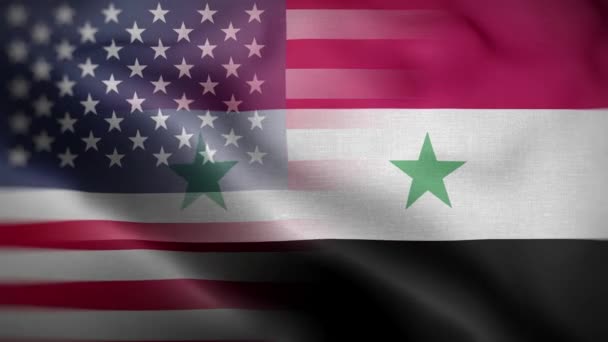 Usa Szíria Flag Loop Háttér — Stock videók