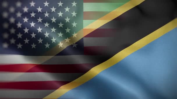 Ηπα Τανζανία Σημαία Βρόχο Φόντο — Αρχείο Βίντεο