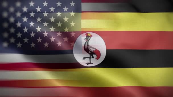 美国乌干达国旗圈背景4K — 图库视频影像