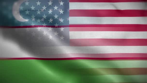 Verenigde Staten Oezbekistan Flag Loop Achtergrond — Stockvideo