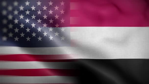 Eua Iêmen Bandeira Loop Fundo — Vídeo de Stock