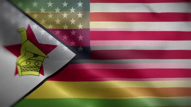 美国津巴布韦国旗圈背景4K — 图库视频影像