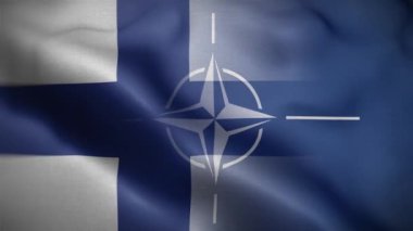 NATO Finlandiya Bayrak Döngüsü Arkaplan 4K