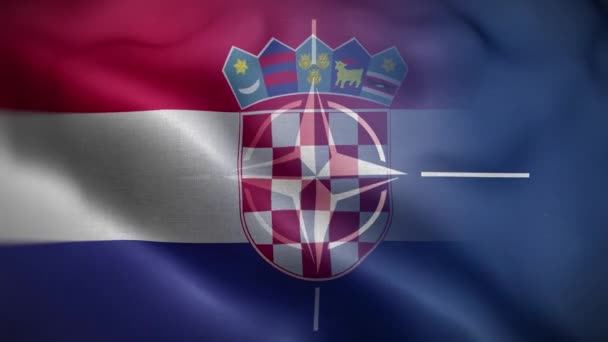 Nato Hırvatistan Bayrak Döngüsü Arkaplan — Stok video