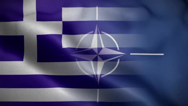 Nato Yunanistan Bayrak Döngüsü Arkaplan — Stok video