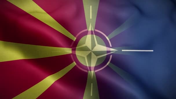 Nato Makedonya Kuzey Bayrak Döngüsü Arkaplan — Stok video